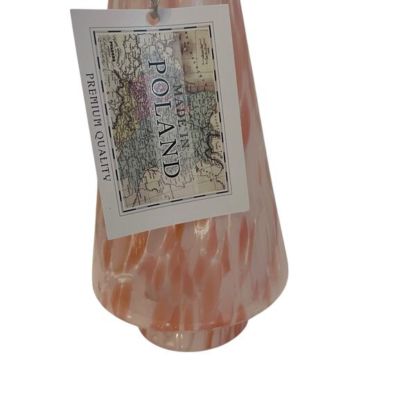 Hand Blown Poland Art Glass CHRISTMAS TREE 11in Pastel Pink & White Swirl New - Picture 11 of 13